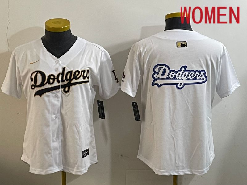 Women Los Angeles Dodgers Blank White Game 2024 Nike MLB Jersey style 12055->women mlb jersey->Women Jersey